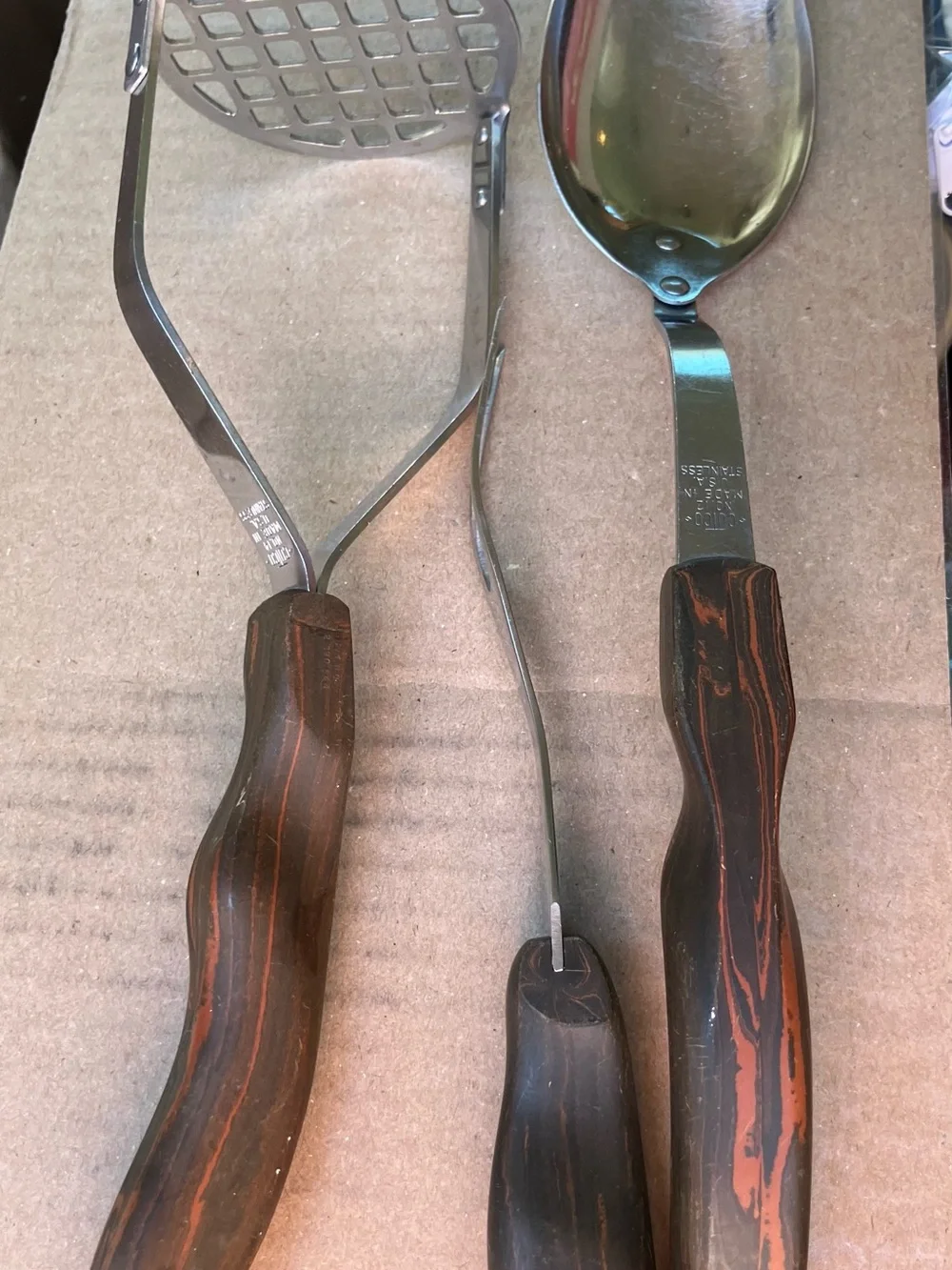 Vintage CUTCO Kitchen Utensils Set Of 3  12,14,1026 Masher, Serving Spoon, Fork
